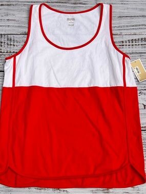 MICHAEL Michael Kors White and Red Colorblock Tank Top